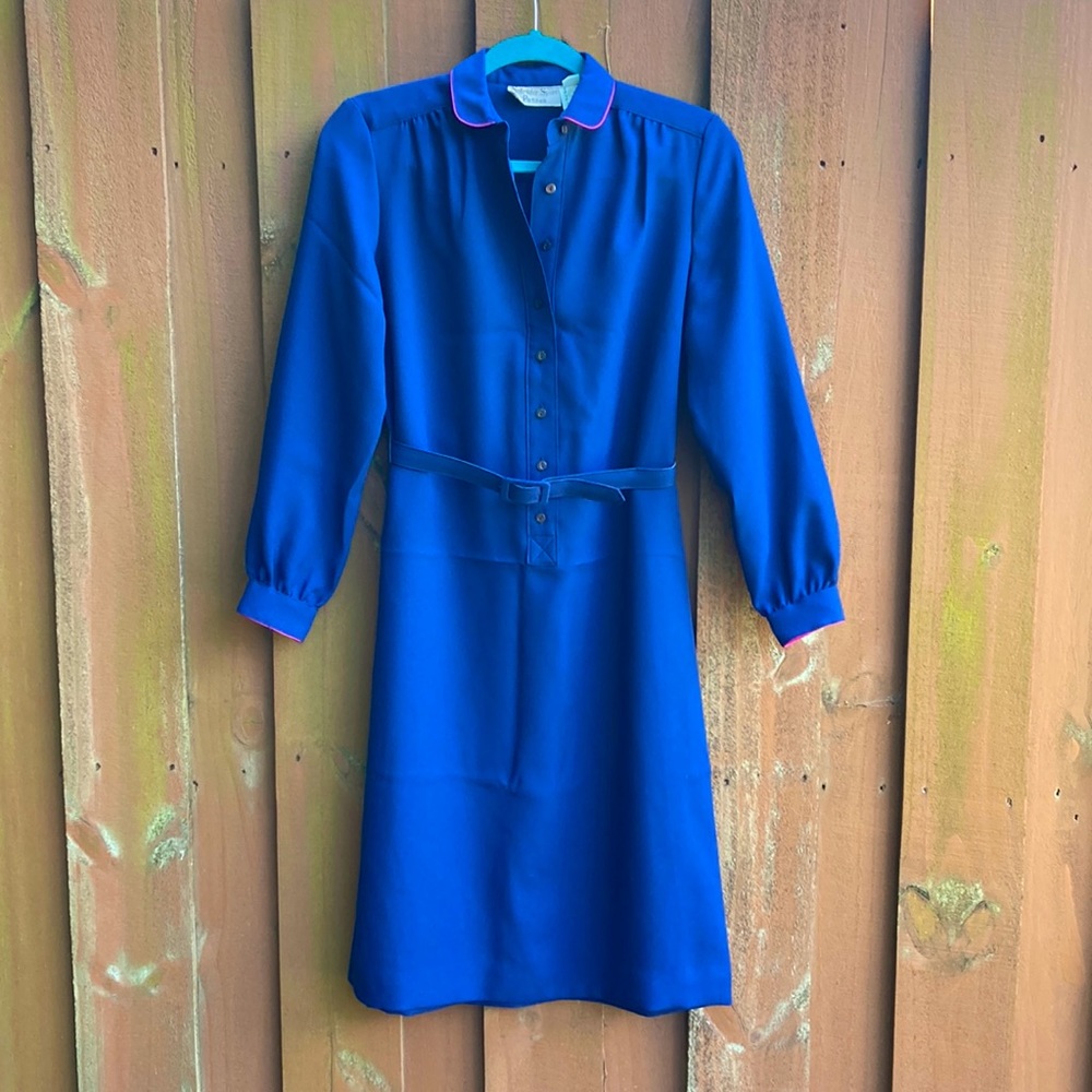 Vintage Schrader Sport Petities Long Sleeved Belted Midi Tunic Shirt Dress